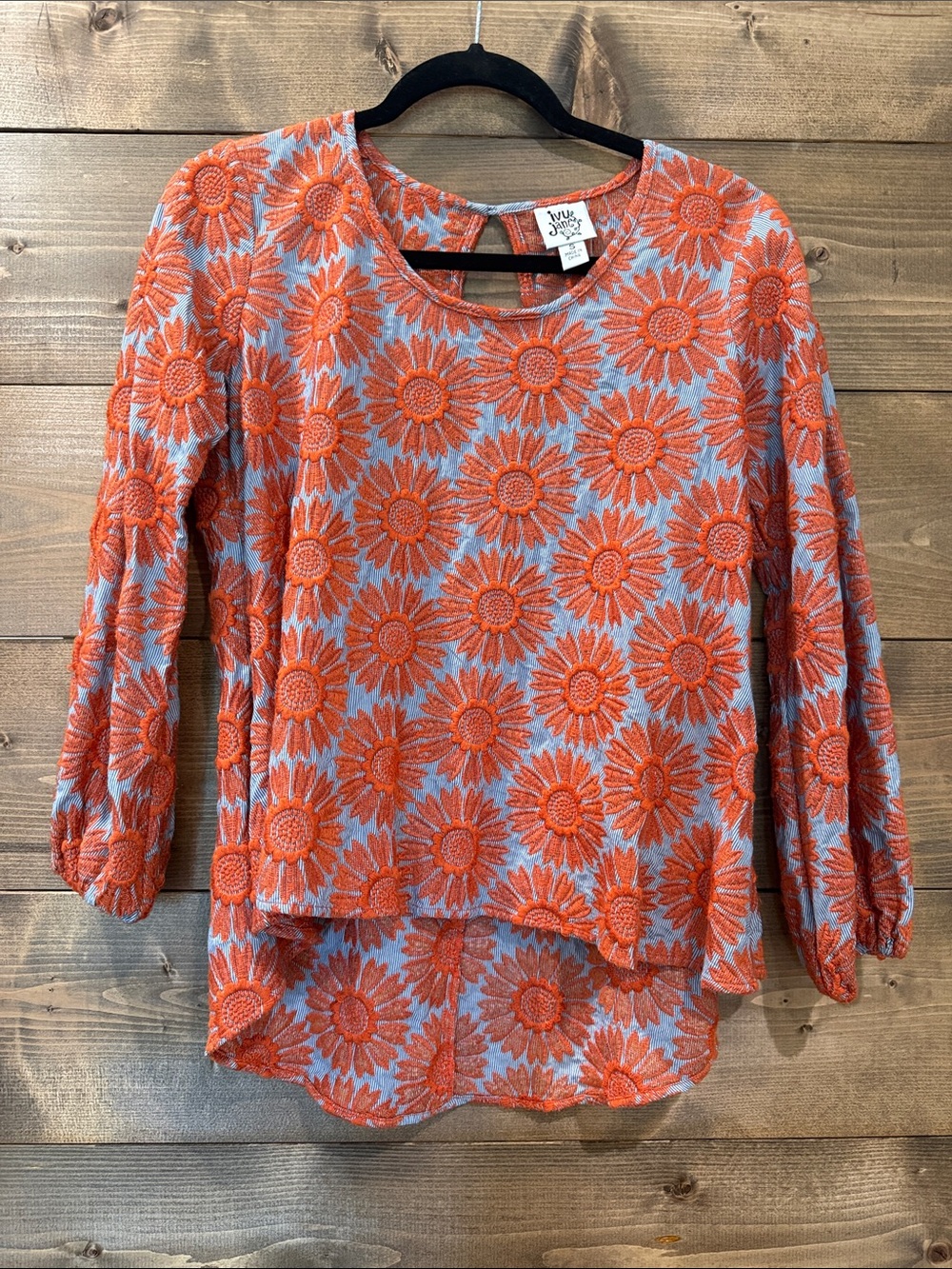 ivy jane Orange Floral Embroidered Tunic Top